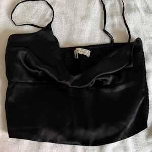 Abercrombie & Fitch Black Satin Cowl Crop Camisole